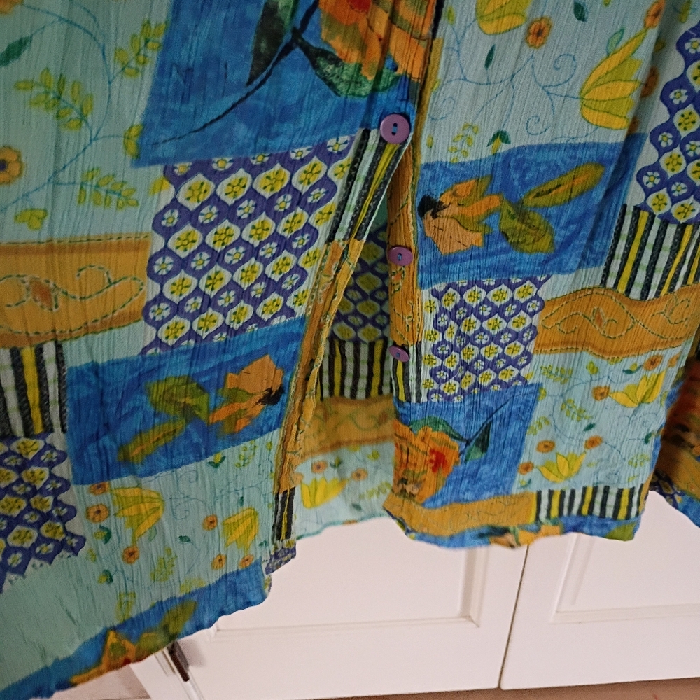 Colorful Boho Flowy Gauze Maxi Oversize Dress.Pit To Pit 23" - Picture 6 of 7